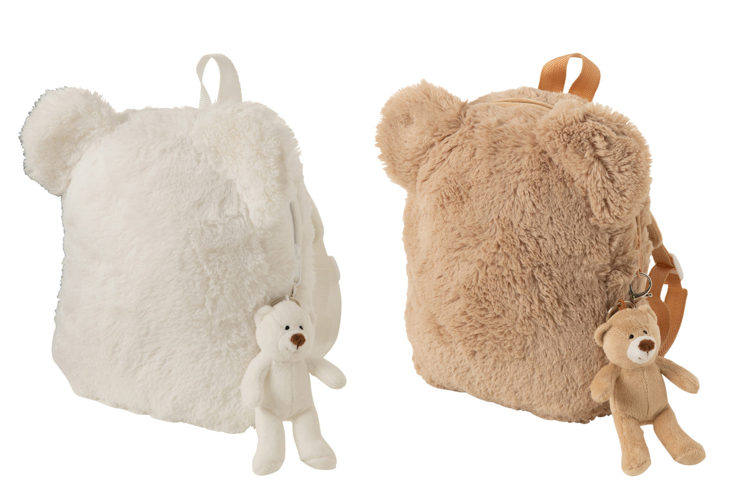 BACKPACK BEAR PLUSH WHITE/BEIGE ASSORTMENT OF 2