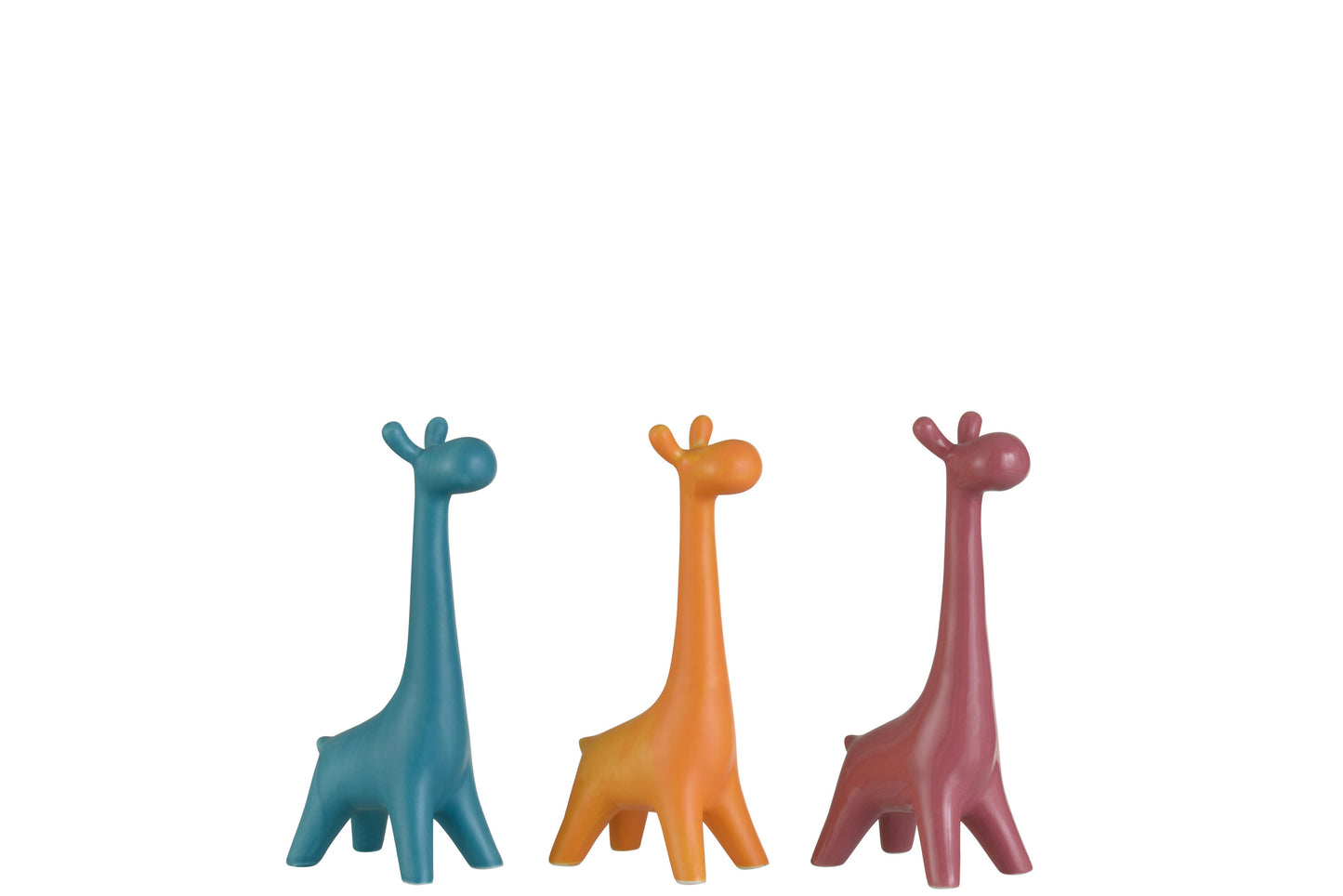 GIRAFFE PORCELAIN PINK/BLUE/ORANGE SMALL ASSORTMENT OF 3