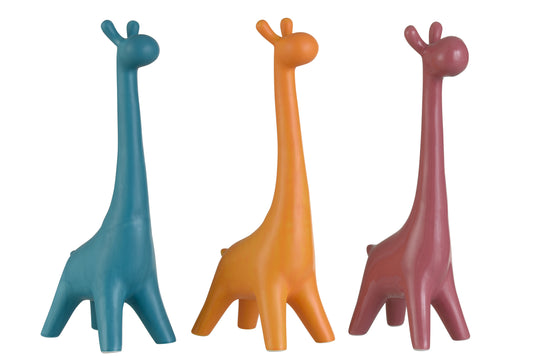 GIRAFFE PORCELAIN PINK/BLUE/ORANGE LARGE ASSORTMENT OF 3