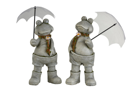 FROG WITH UMBRELLA MAGNESIUM GREY LARGE ASSORTMENT OF 2