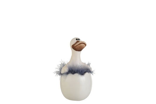 DUCK IN EGG CERAMIC CREAM/BROWN/BLUE MEDIUM