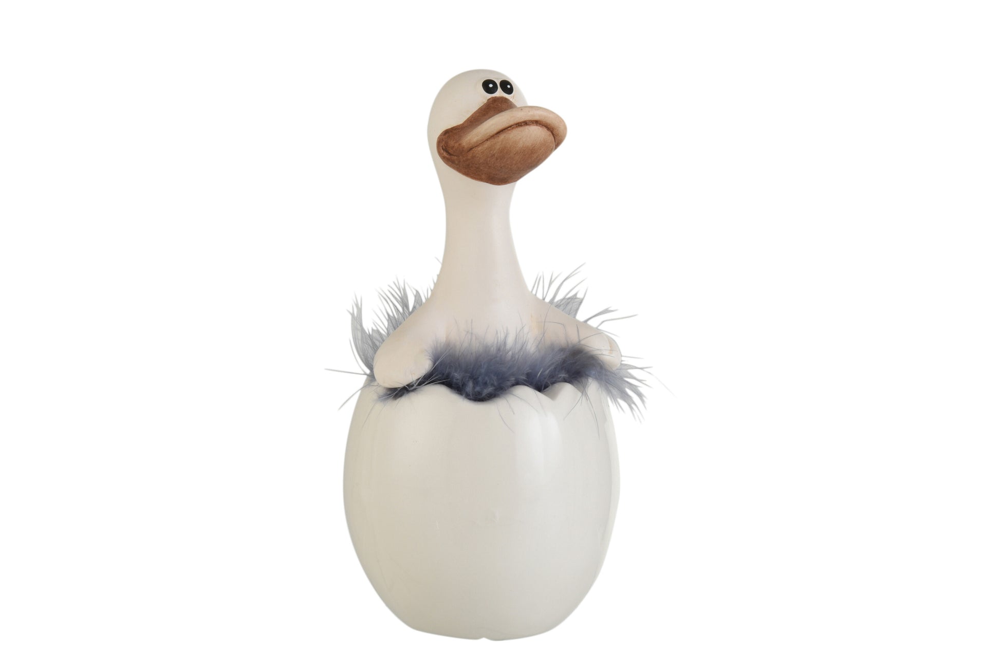 DUCK IN EGG CERAMIC CREAM/BROWN/BLUE LARGE