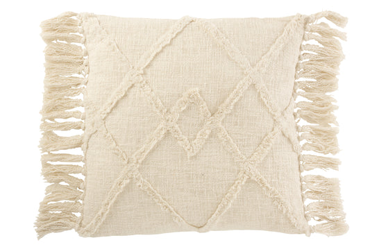 CUSHION SQUARE RHOMBUS COTTON POLYESTER BEIGE