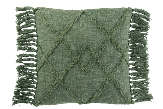 CUSHION SQUARE RHOMBUS COTTON POLYESTER DARK GREEN