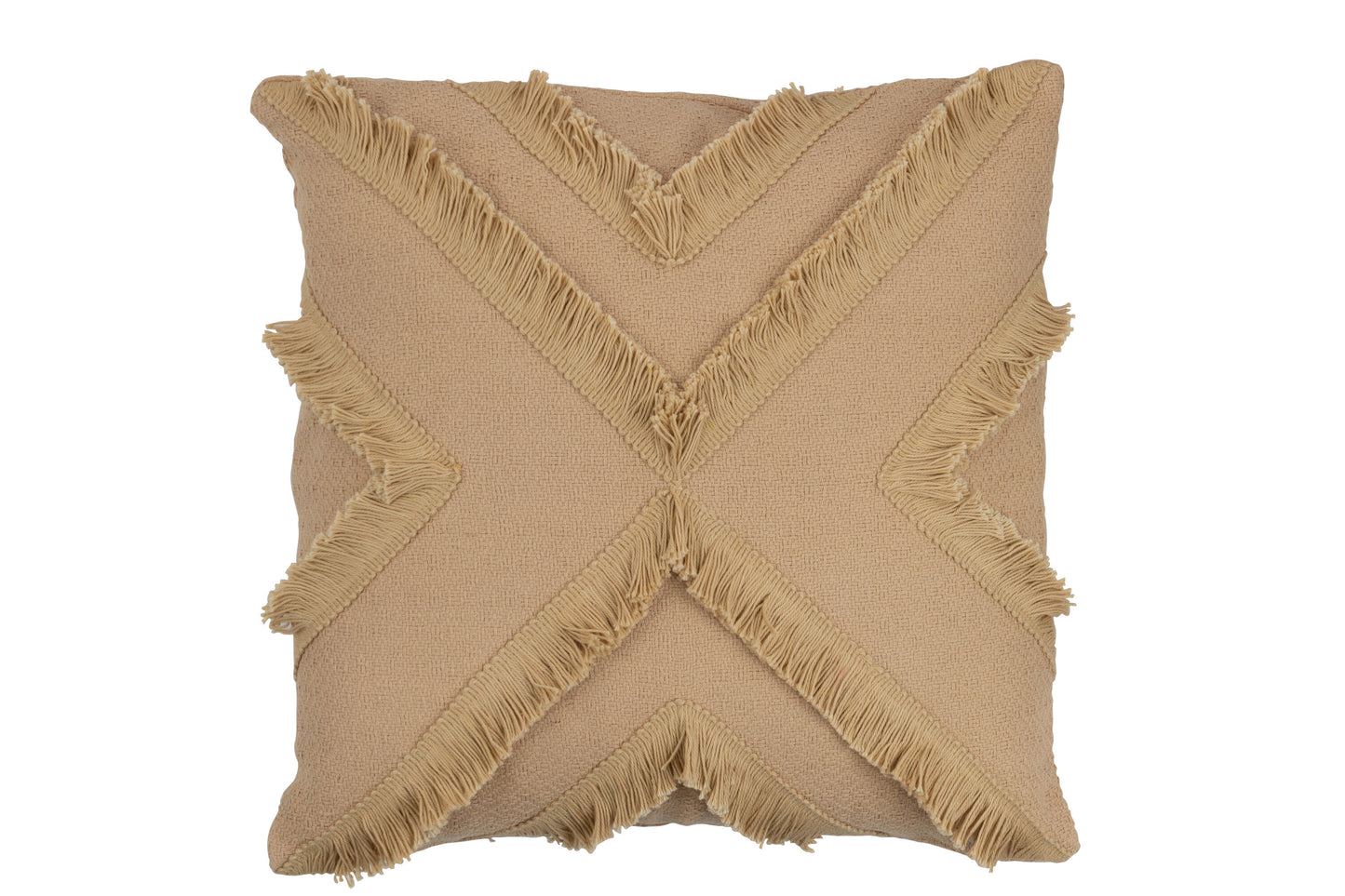 CUSHION CROSS SQUARE POLYESTER BEIGE