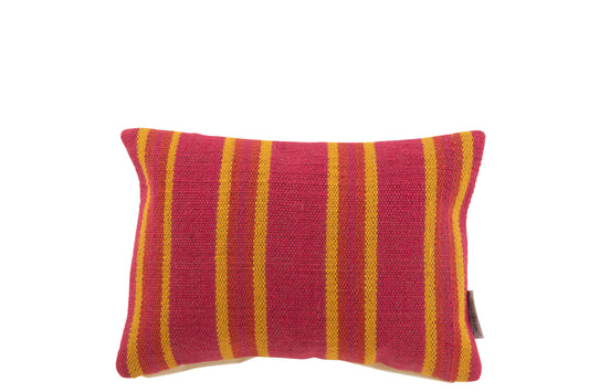 CUSHION RECTANGLE ANNA FINE GROOVES JUTE PINK / YELLOW