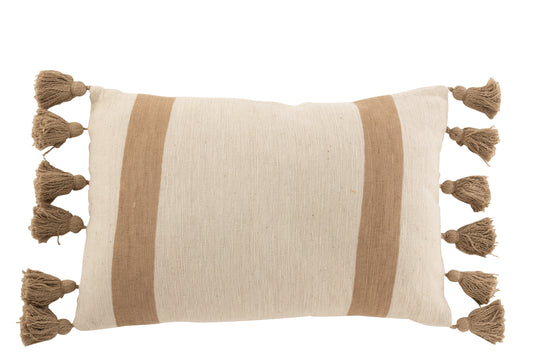 CUSHION BEACH GROOVES RECTANGLE COTTON TAUPE