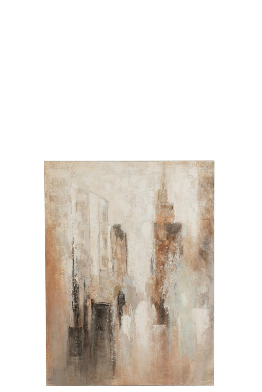 PAINTING ABSTRACT BUILDINGS CANVAS/WOOD MIX