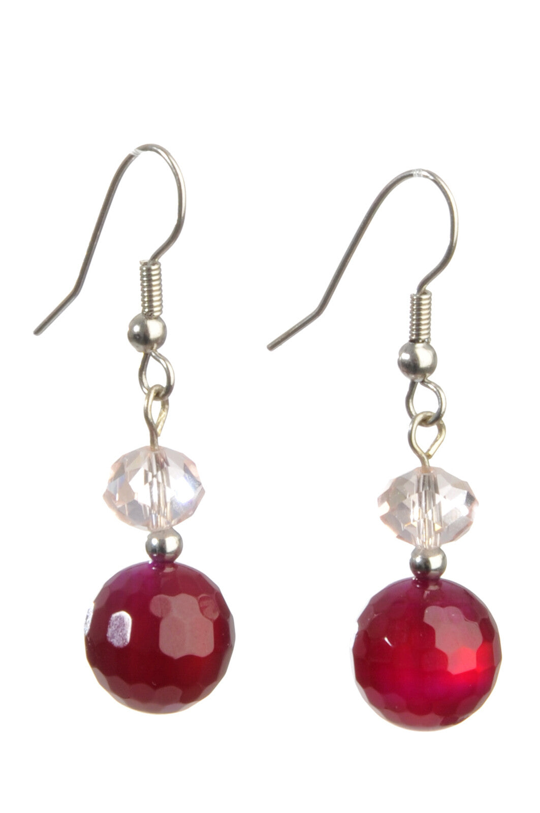 EARRING CRYSTAL+PEARL FUSHIA