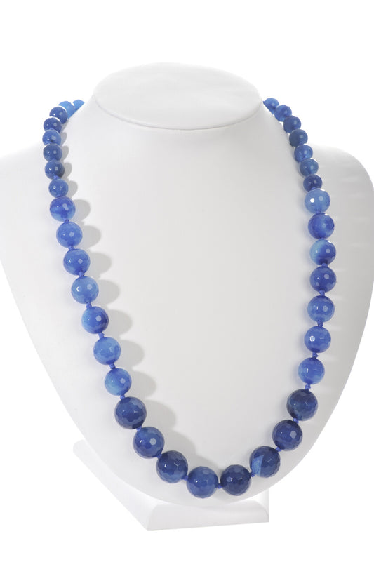 NECKL AGATE FACET RND D.BLUE