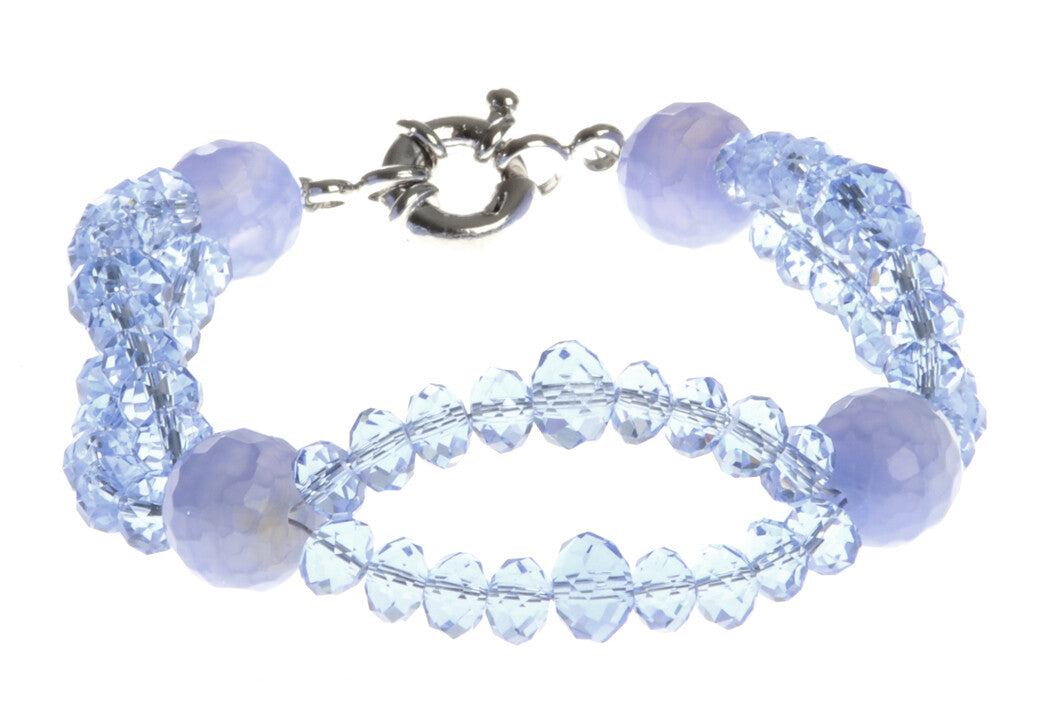 BRACELET DOUBLE CRYSTAL L.BLUE