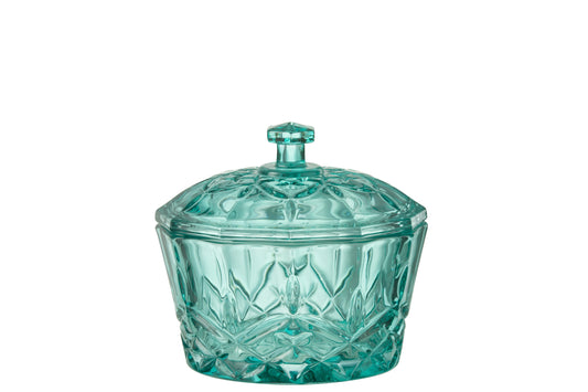 JAR MALI CUT GLASS AZURE BLUE