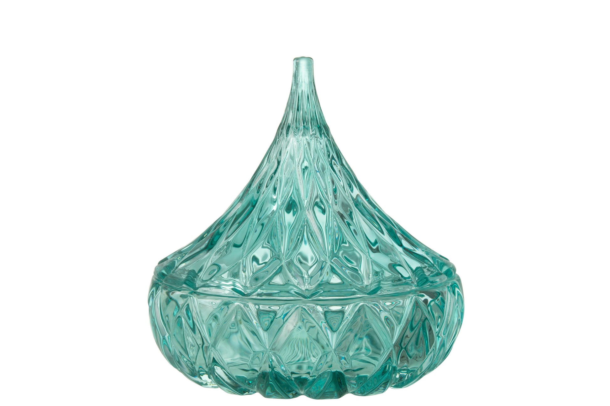 JAR POINTY CUT GLASS AZURE BLUE