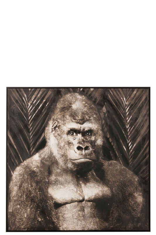 PAINTING GORILLA CANVAS/WOOD DARK BROWN