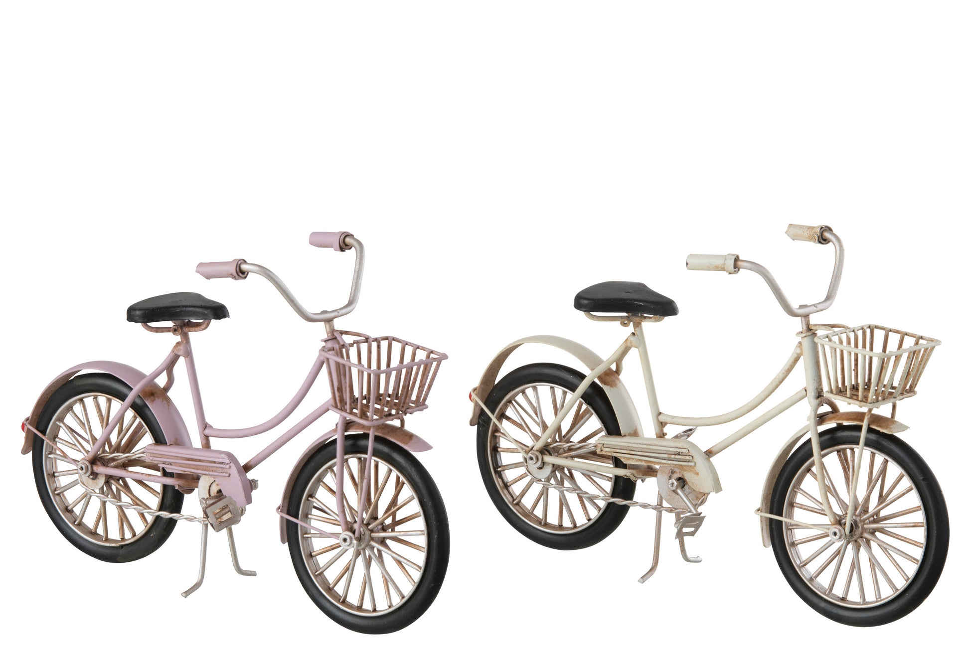 WOMENS BIKE BASKET METAL BEIGE/PINK ASSORTMENT OF 2