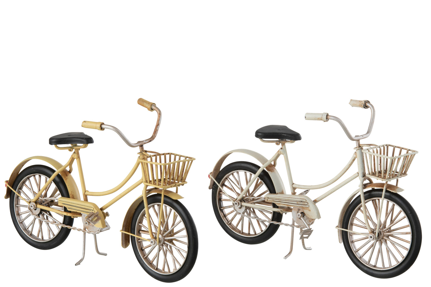 WOMENS BIKE BASKET METAL BEIGE/YELLOW ASSORTMENT OF 2