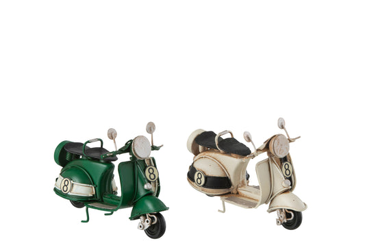 SCOOTER METAL BEIGE/GREEN ASSORTMENT OF 2