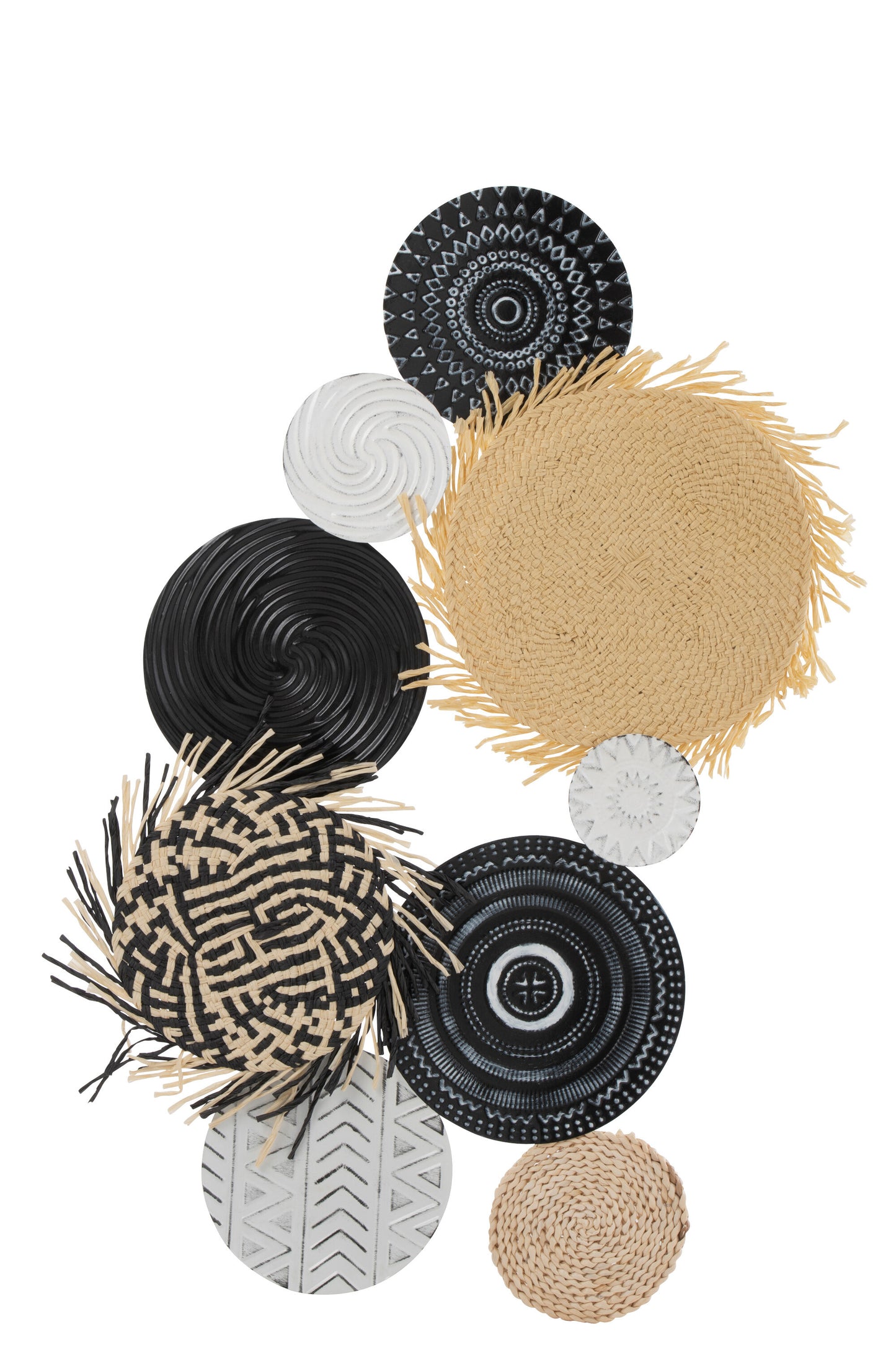 WALL DECO CIRCLES ETHNIC JUTE/METAL BROWN/BLACK