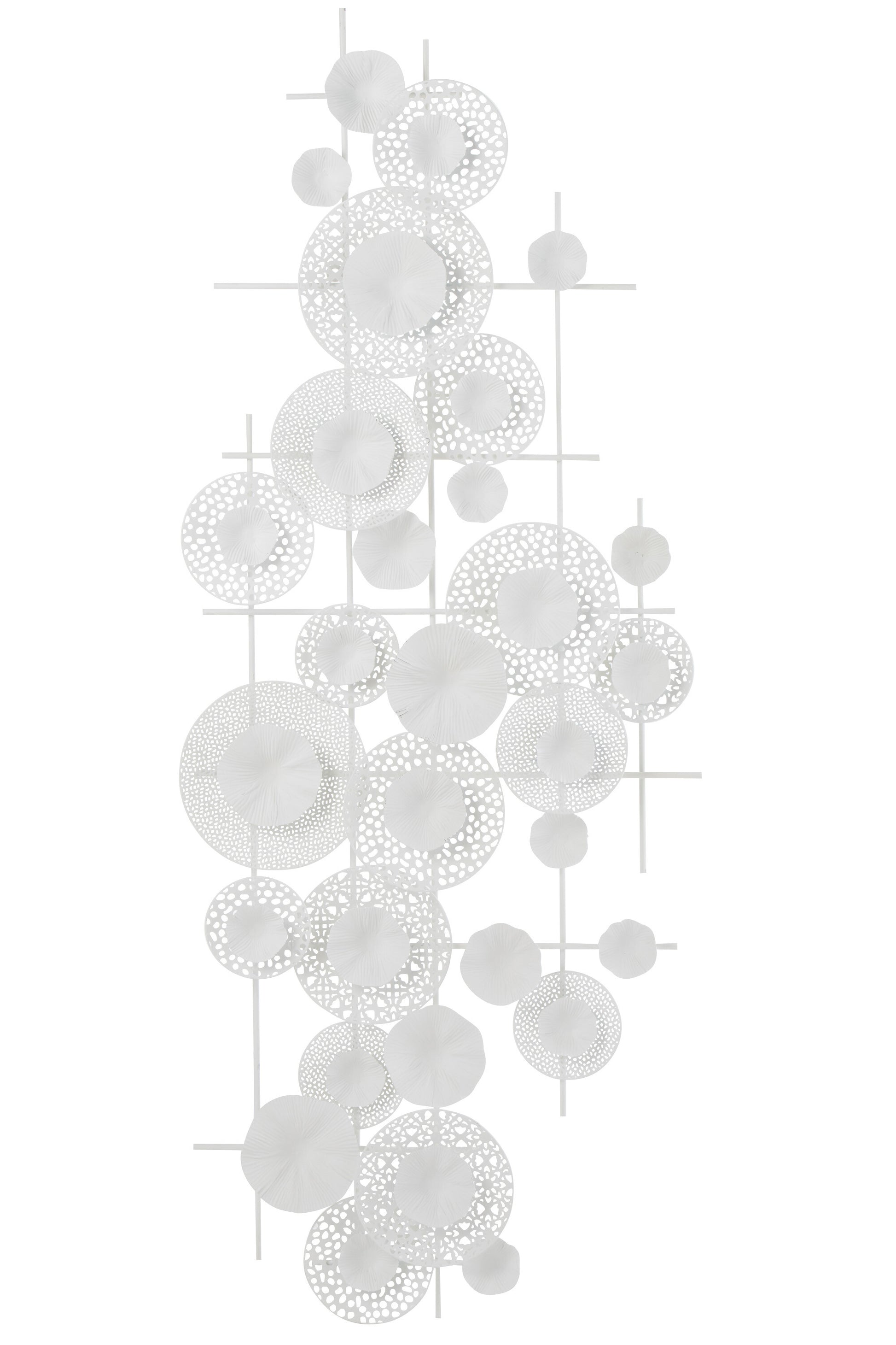 WALL DECO FLOWERS METAL WHITE