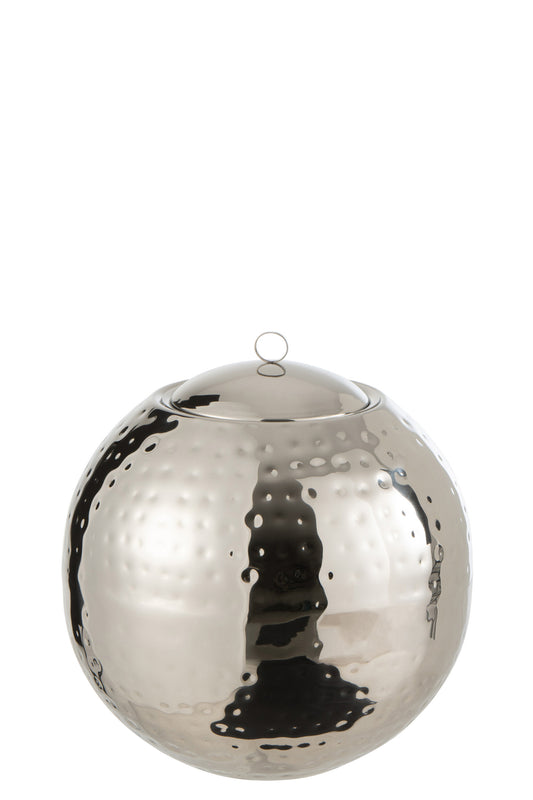 FLOATING BURNER BALL HAMMERED STAINLESS STEEL SILVER