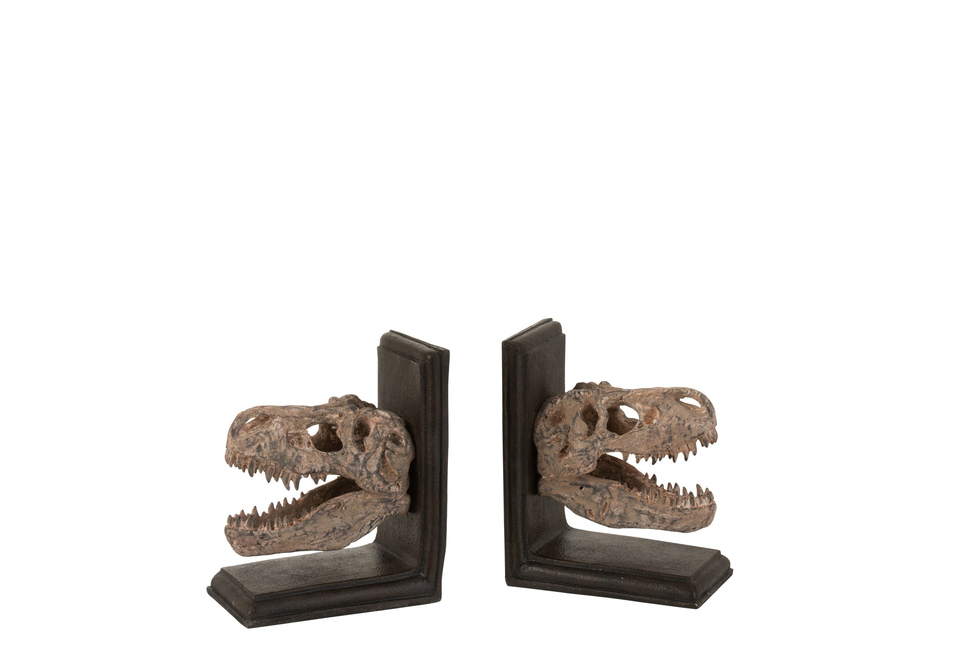 SET 2 BOOKEND DINOSAUR POLY BROWN/GREY