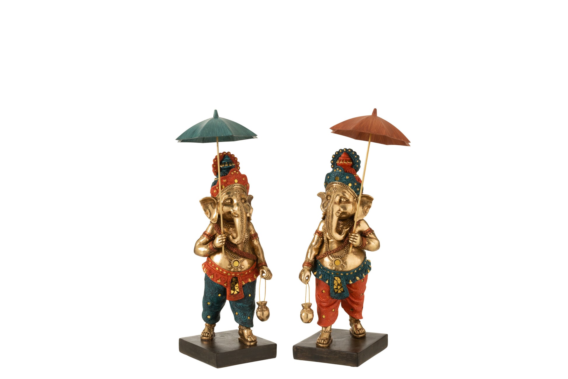 GANESHA UMBRELLA POLY GOLD/ORANGE/TURQUOISE ASSORTMENT OF 2