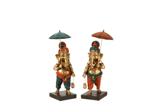 GANESHA UMBRELLA POLY GOLD/ORANGE/TURQUOISE ASSORTMENT OF 2