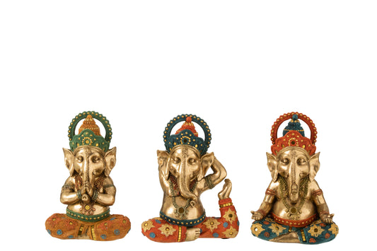 GANESHA YOGA POLY GOLD/ORANGE/TURQUOISE ASSORTMENT OF 3