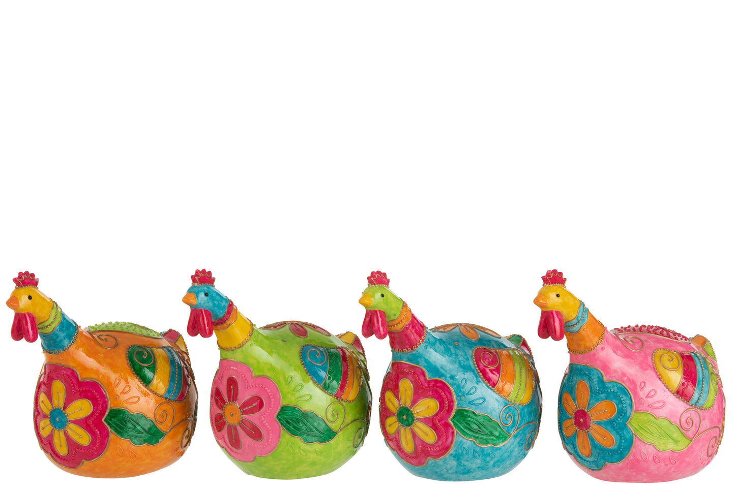 CHICKEN FLOWER POWER POLY LARGE MIX ASSORTMENT OF 4