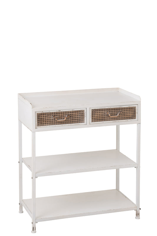 CONSOLE 2 DRAWERS METAL WHITE