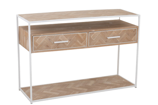 CONSOLE ZIGZAG 2 DRAWERS WOOD/METAL NATURAL/WHITE