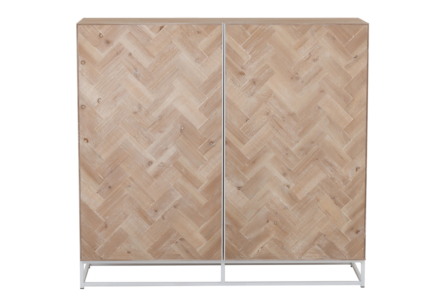 CUPBOARD LOW 2 DOORS ZIGZAG WOOD/METAL NATURAL/WHITE