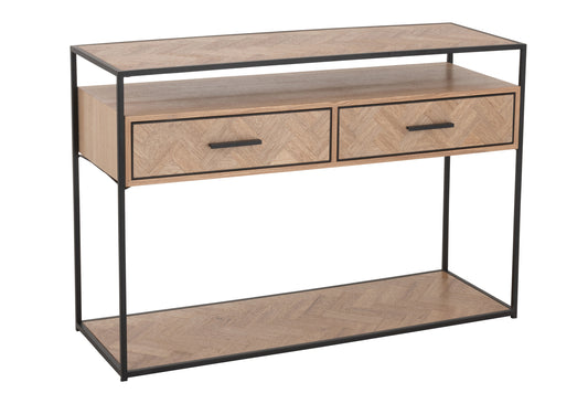 CONSOLE ZIGZAG 2 DRAWERS WOOD/METAL NATURAL/BLACK