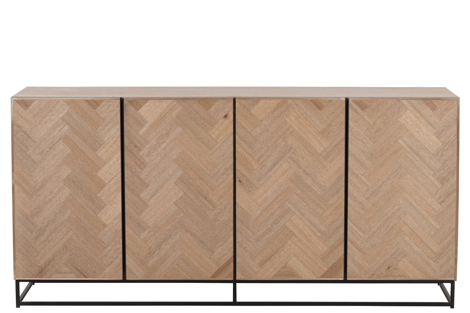 DRESSER 4 DOORS ZIGZAG WOOD/METAL NATURAL/BLACK