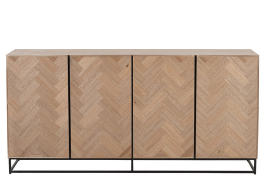 DRESSER 4 DOORS ZIGZAG WOOD/METAL NATURAL/BLACK