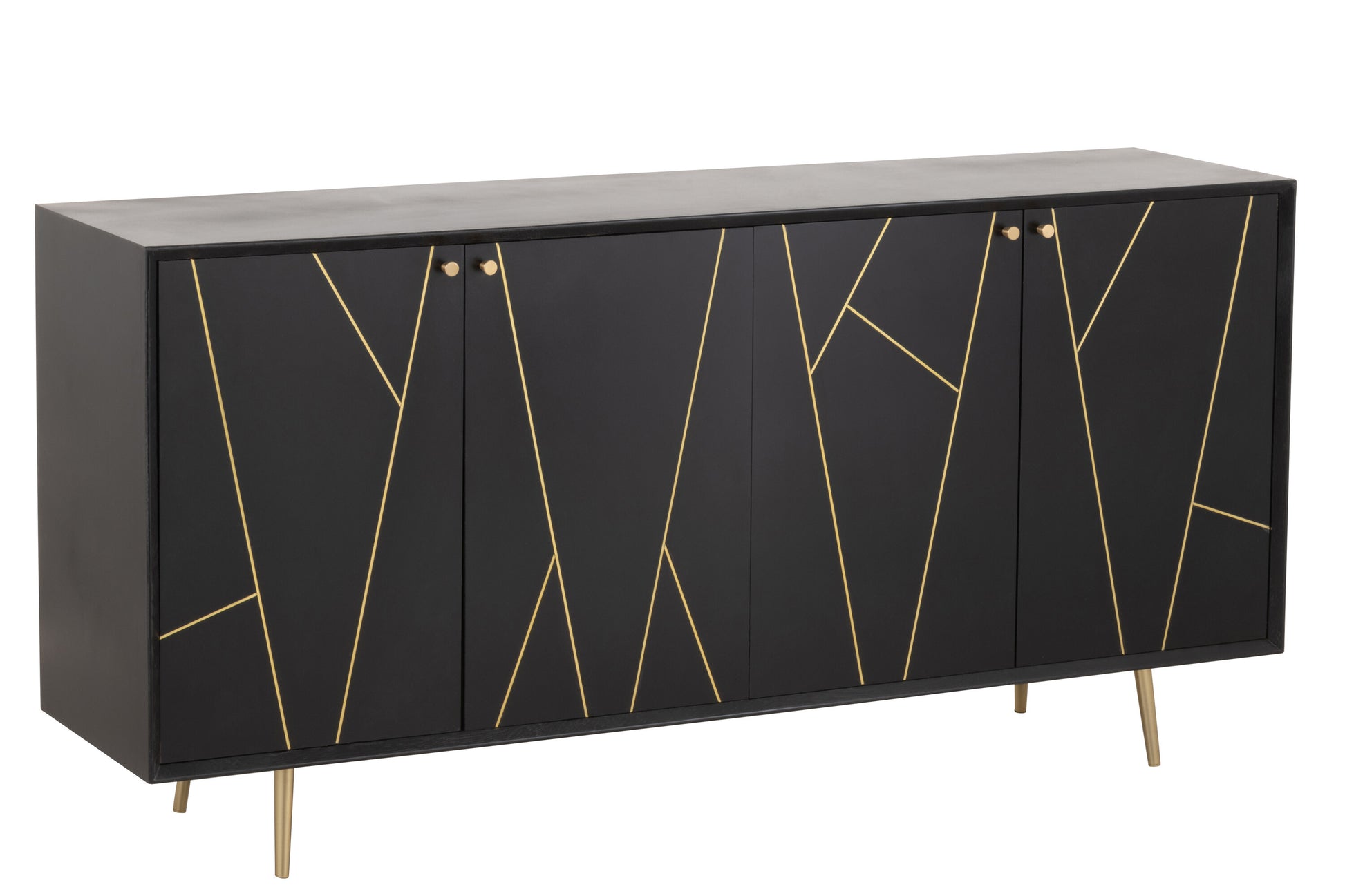 DRESSER LINES 4 DOORS WOOD/METAL BLACK/GOLD