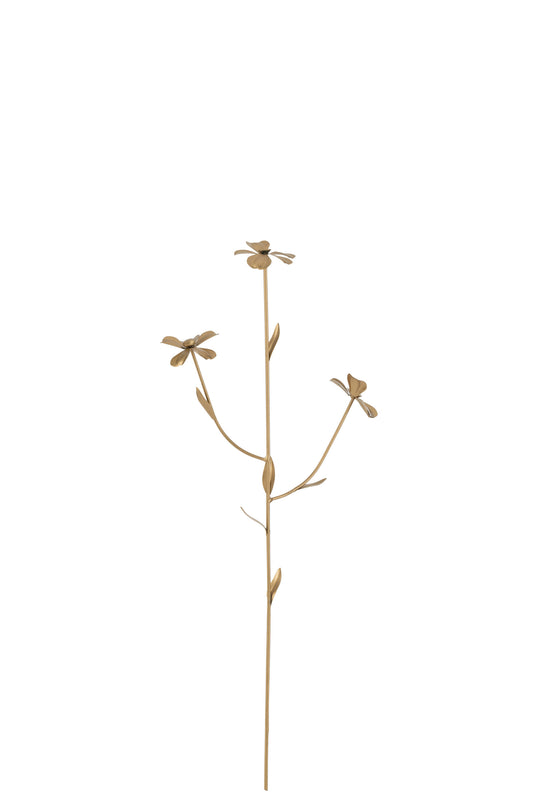 FLOWERS 3 BRANCHES METAL GOLD MEDIUM