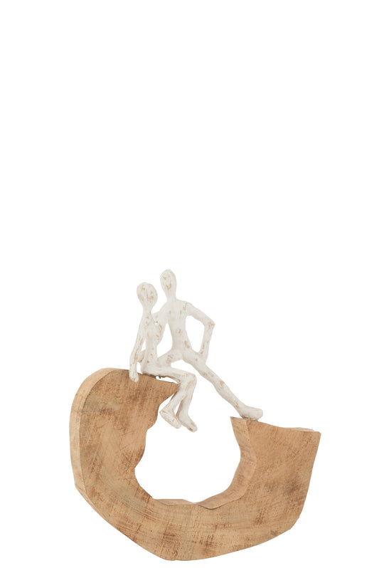 COUPLE SITTING STANDING WOOD ALUMINIUM NATURAL/WHITE