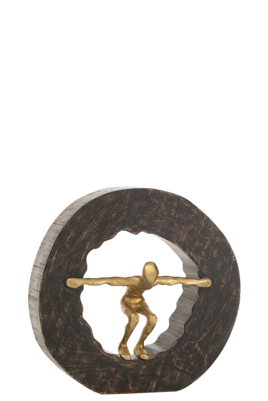 FIGURE FALLING WOOD ALUMINIUM BLACK GOLD