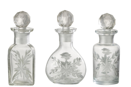 CARAFE CHLOE GLASS TRANSPARENT/SILVER ASSORTMENT OF 3