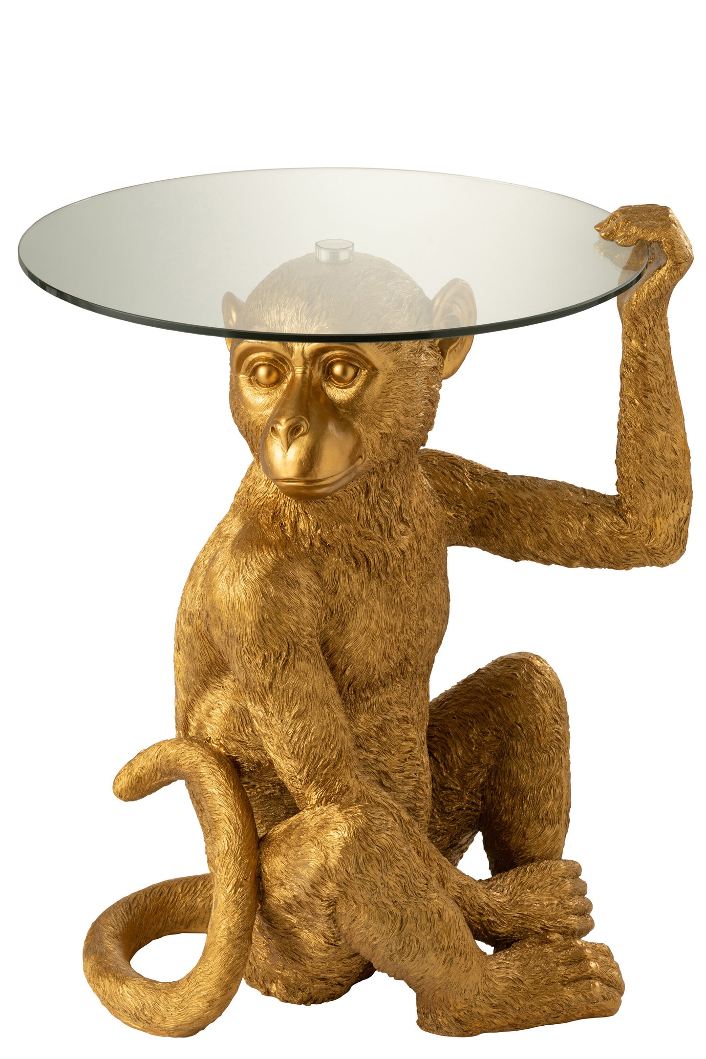 TABLE MONKEY GLASS POLY GOLD