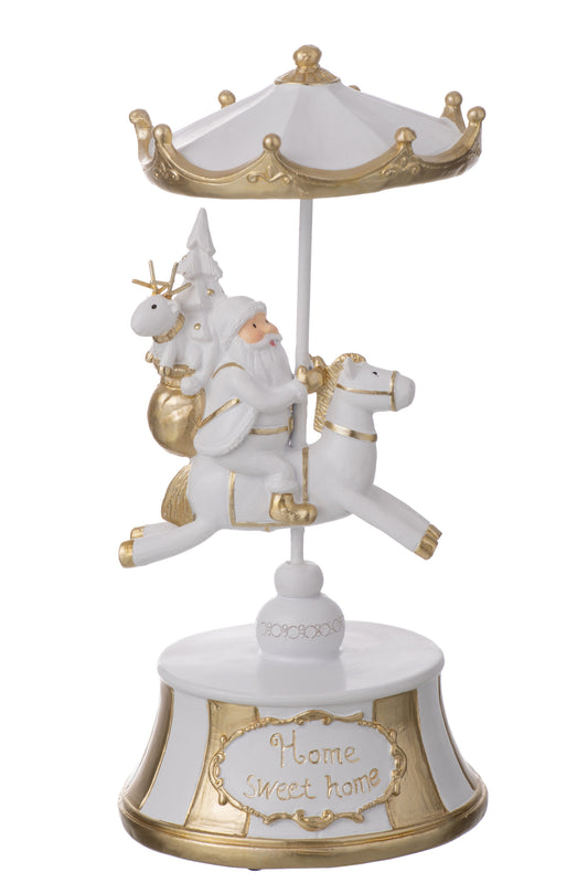 Carousel Poly White/Gold Music Box