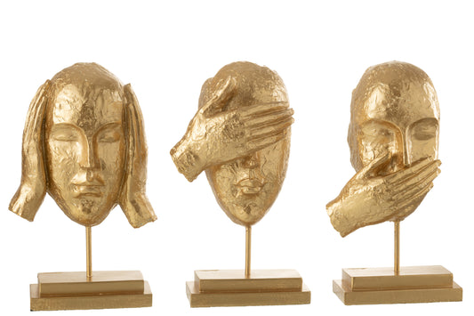 FIGURE SEE/HEAR/SPEAK POLY GOLD ASSORTMENT OF 3