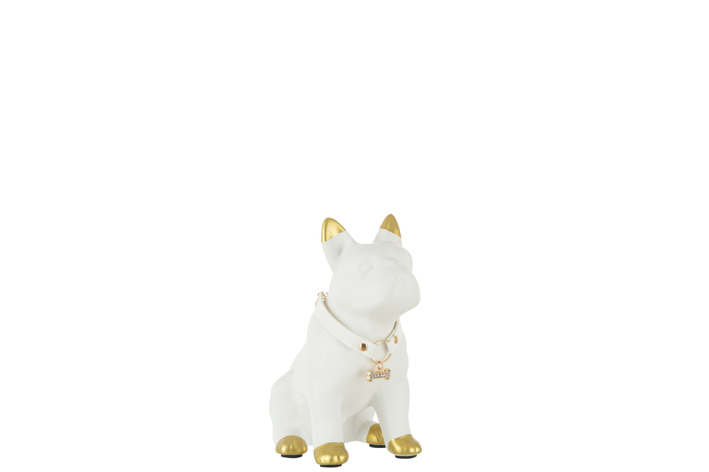 Dog Ceramic White/Gold Sm