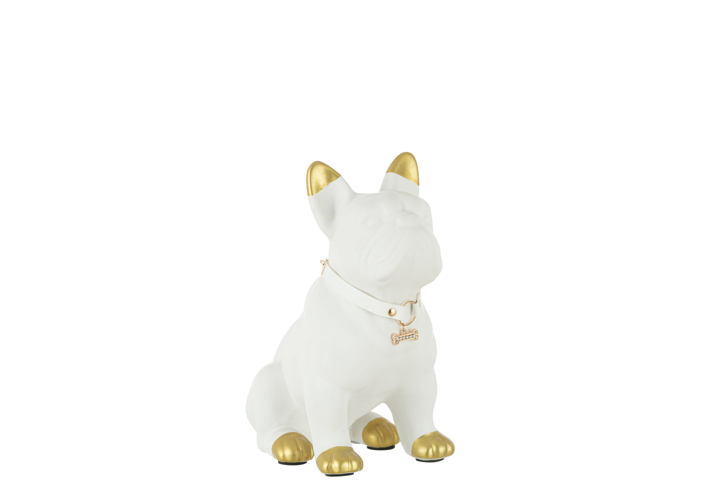 Dog Ceramic White/Gold Med