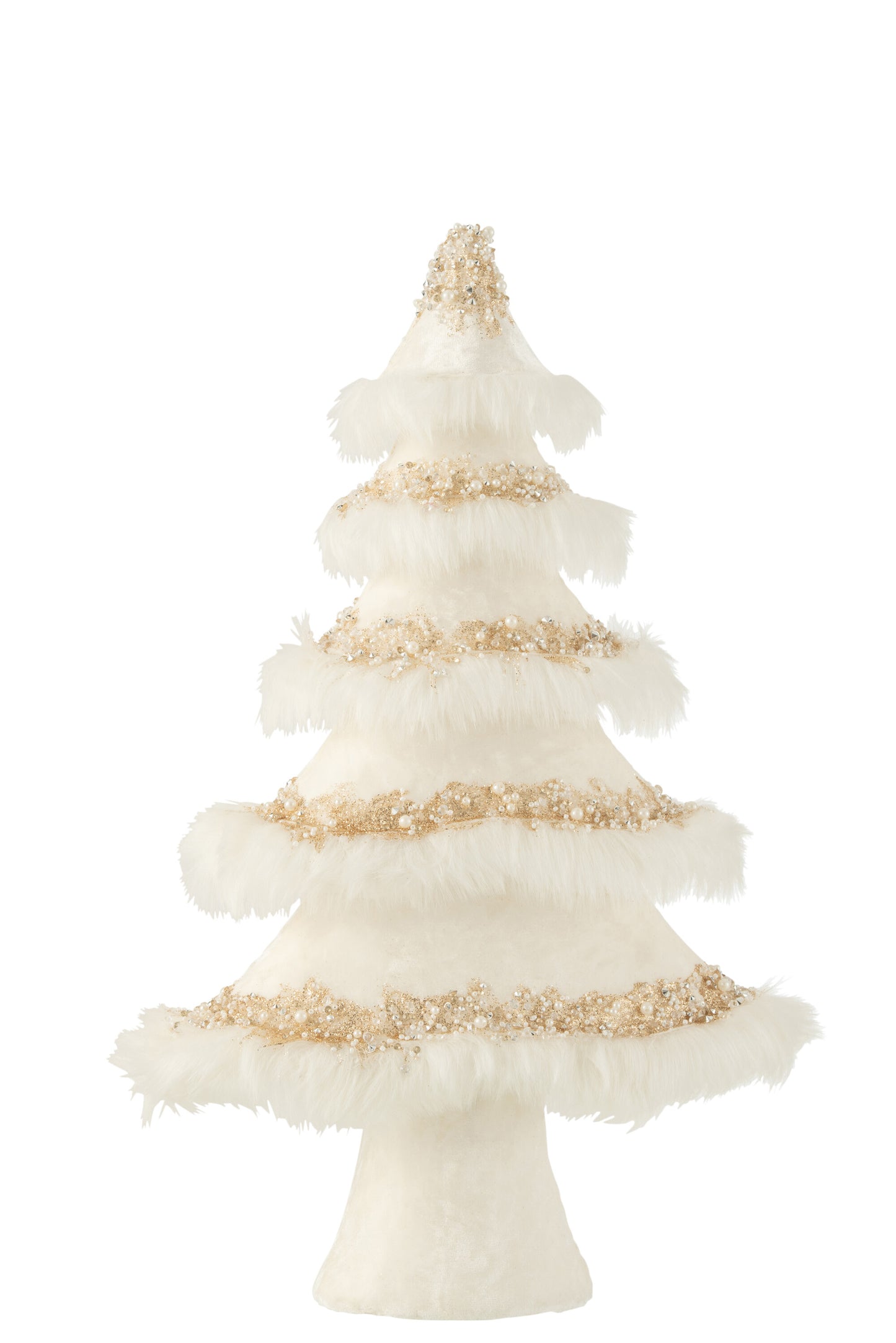 CHRISTMAS TREE VELVET FEATHERS ECRU GOLD