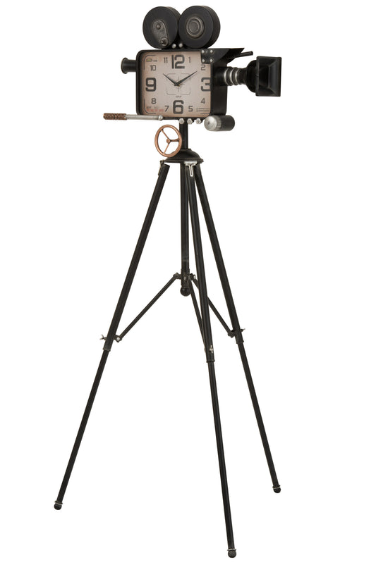 CLOCK CAMERA ON TRIPOD IRON BLACK