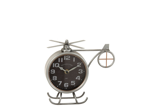 CLOCK HELICOPTER IRON GREY