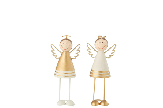 ANGEL STANDING METAL WHITE/GOLD SMALL ASSORTMENT OF 2