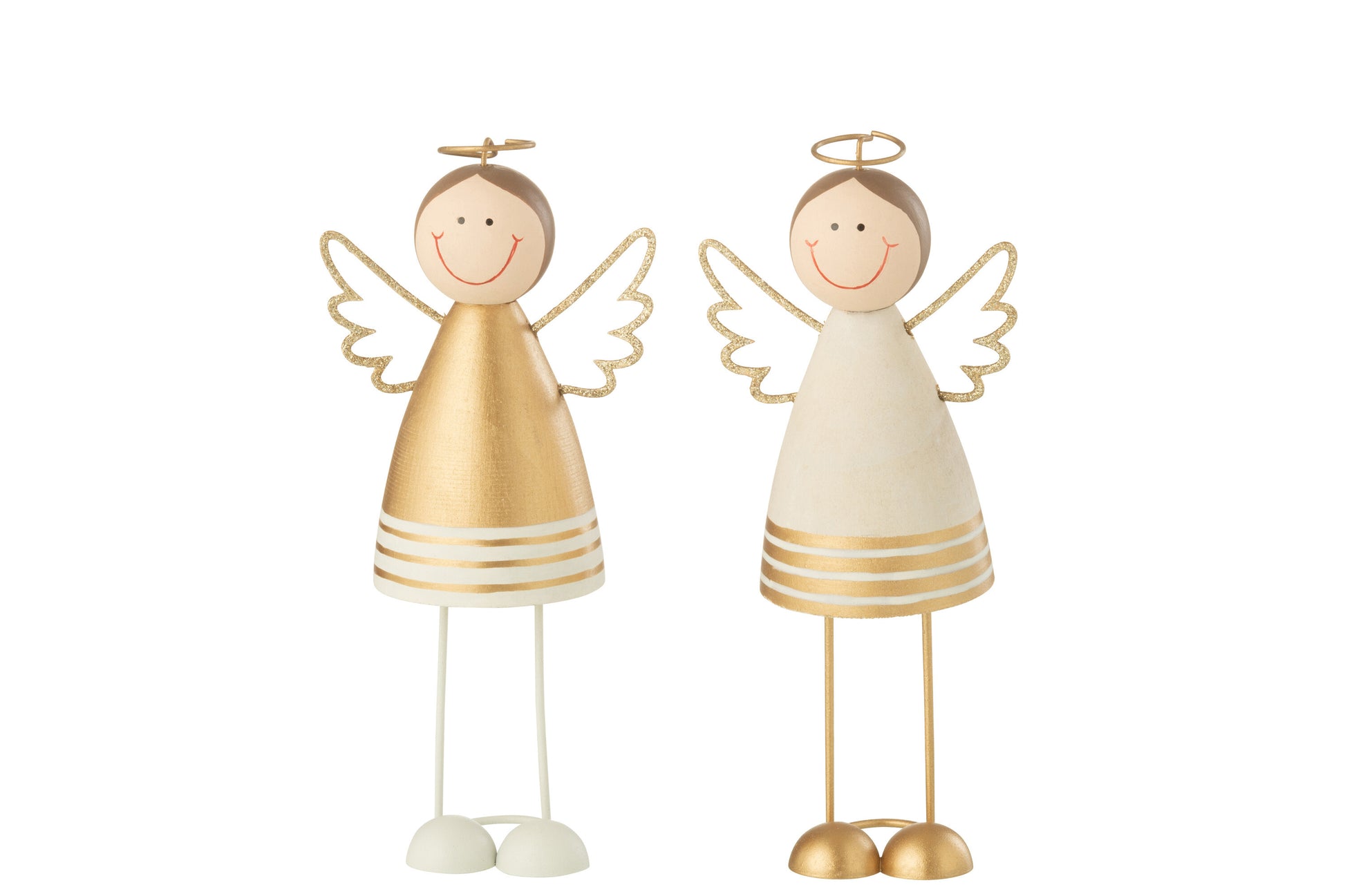 ANGEL STANDING METAL WHITE/GOLD LARGE ASSORTMENT OF 2